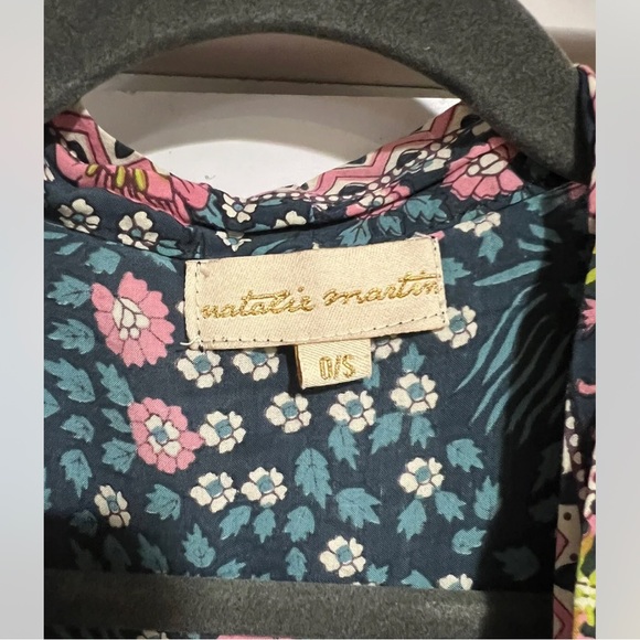 NATALIE MARTIN Saylor BOHO Kimono Short Robe Blue Floral Beach Cover Up RARE! - Picture 3 of 4